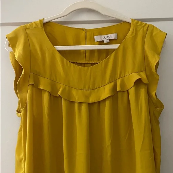 LOFT Mustard Ruffle Blouse - Picture 4 of 4